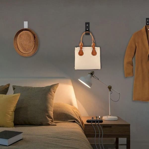 6 stk. foldbare kroge, foldbare vægkroge i aluminium, sæt med foldbare tøjkroge, til hovedtelefoner,
