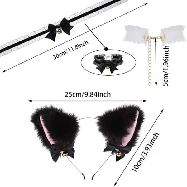 set med kattflicka kattöron enkla håraccessoarer krage set