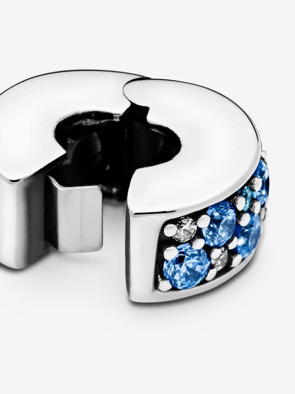 - Blå Pavé Clip Charm - Sterlingsølv