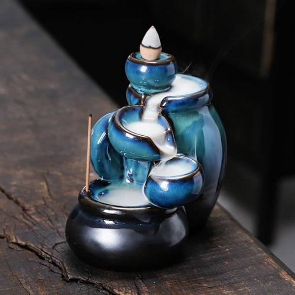 Keramisk Rökelsebrännare med Återflöde, Tekoppsform, Hängande Kruka för Kontor Yogastudio Bleu de four