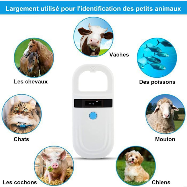 Kæledyrs ID-læser, genopladelig dyrechip ID-læser bærbar RFID EMID-læser til