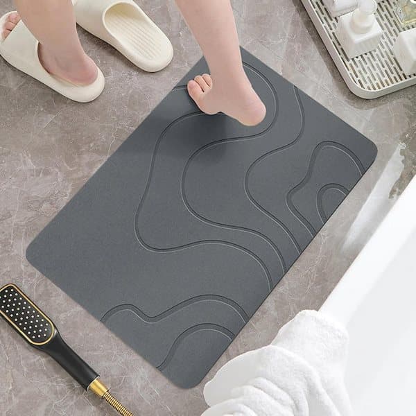 Badeværelsesmåtte 40 x 60 cm Vandabsorberende Måtte Brusemåtte Absorberende Diatomitsten Brusemåtte Absorberende Sten Badeværelsesmåtte Vaskbar Brusemåtte