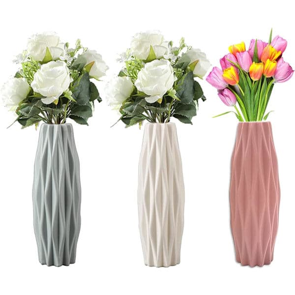 3-pack Elegant Design Plastvas - Modern Dekorativ Plastvas för Inomhus Sovrum Vardagsrum Balkong Bröllopsbord (3 Färger, 21 cm)