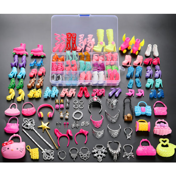 Set med 30 cm Barbie-dockkläder, väskor, kläder, accessoarer