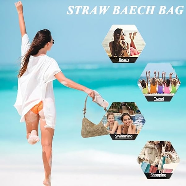 Raffiaväska Dam Sommar Stråväska Strandväska Dam Crossbody Väska Liten Slingväska Mobilväskor Liten Väska Dam Axelväska Sommarväska Beige