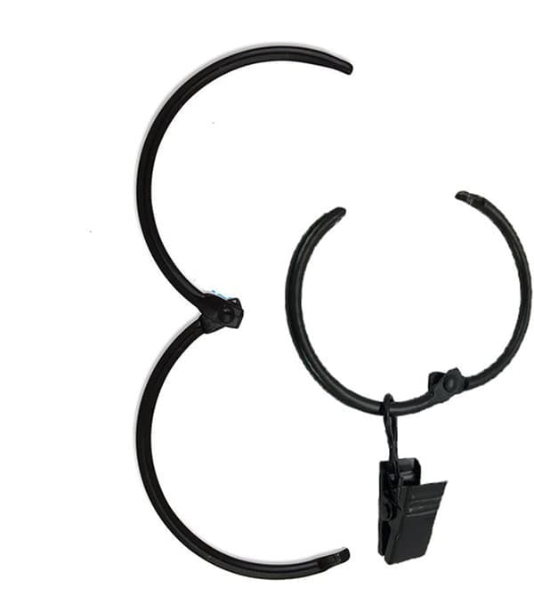 INF Gardinringar med klämmor svart 20-pack