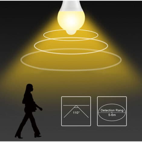 E27 LED-lampa med PIR-rörelsesensor för hall, sovrum, trapphus, 85-265V, varmvit