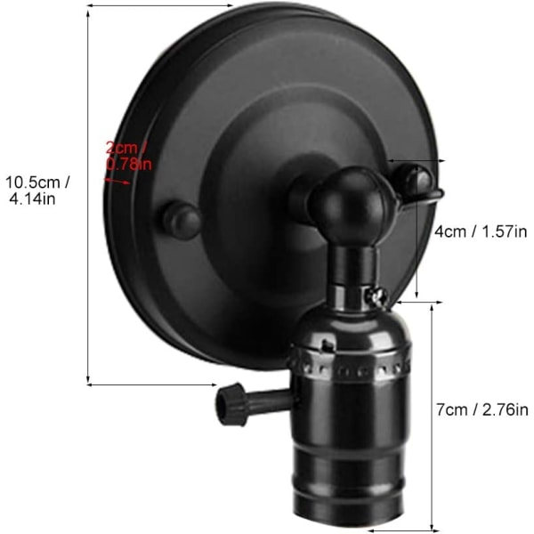 Retro Lamphållare, Retro Vägglampa Hållare med Strömbrytare för