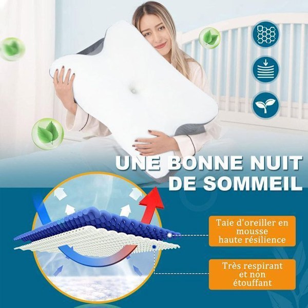 Memory Pillow - Ergonomisk Ortopedisk Kylande - Vit