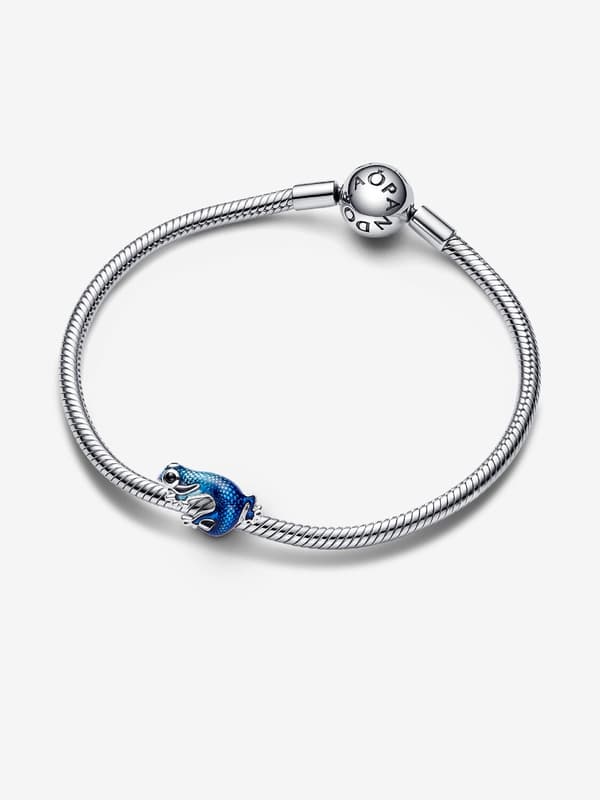 - Metallisk blå gekko-charm - Sterling sølv