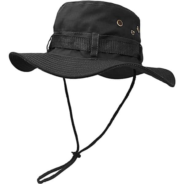 Solhatt med bred brätte för utomhusbruk, dubbla lager, klassisk militärstil