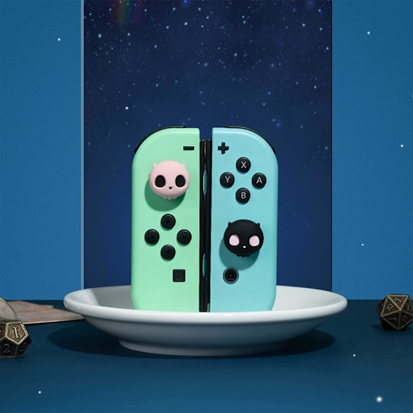 Söta silikon Joy Con tumgreppsskydd, joystickskydd kompatibelt med Nintendo Switch/OLED/Switch Lite, 4 st - Rosa Dödskalle