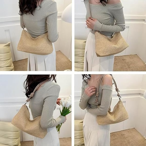 Raffiaväska Dam Sommar Stråväska Strandväska Dam Crossbody Väska Liten Slingväska Mobilväskor Liten Väska Dam Axelväska Sommarväska Beige