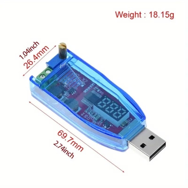 LED DC-DC 5V till DC 1-24V Justerbar Potentiometer USB Steg Upp/Ner Konverter