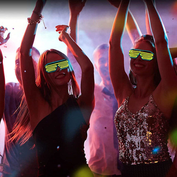Glow In Dark Blinkende LED Solbriller, Lysende Briller til Fester, EDM, Halloween RB01(Blå+Gul)