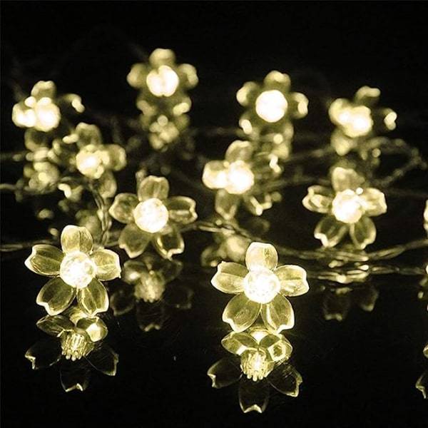 50 LED valoa Persikkakukka Aurinkolamppu LED-nauhavalot valkoinen