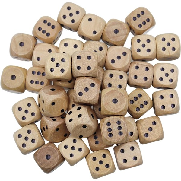 40 stycken 16 mm tärningar trä 6 sidor spelkuber trä tärningar standard spelkub för brädspel bordskort brädspel kortspel sällskapsspel