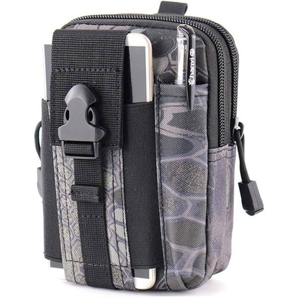 Kompakti vyölaukku, Military Army EDC -vyötärölaukku, urheiluun, patikointiin ja retkeilyyn black python