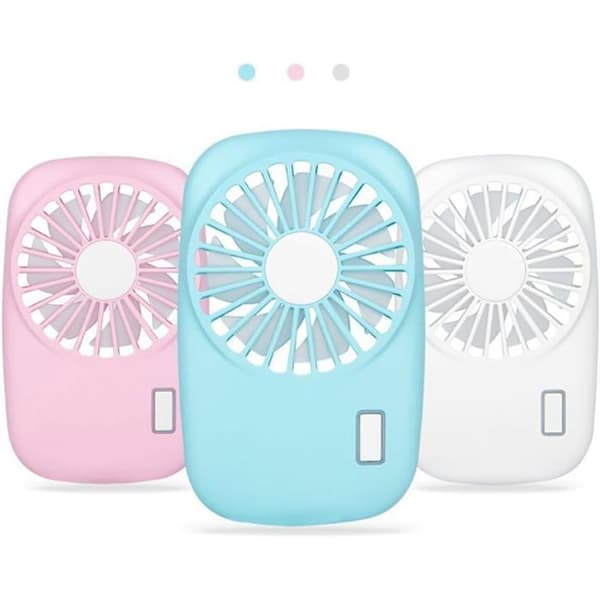 Mini bærbar ventilator - Genopladelig - 2 hastigheder - Hvid - Kompakt 12,6 cm