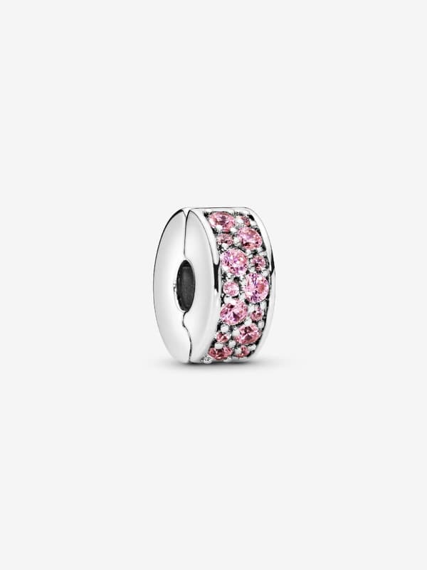 - Pinkki Pavé-klipsi - Sterlinghopea