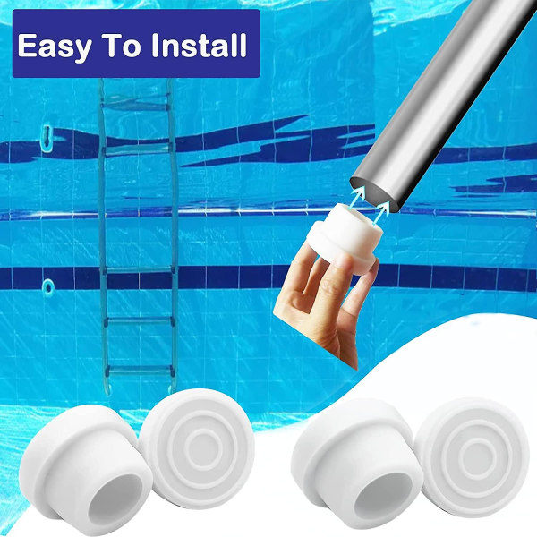 4 st pooltrap bumpers för inground pool, vita gummibumpers för inground pool stegar passar 1,90 pool stegar