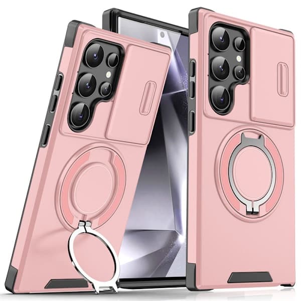 Samsung S25 mobildeksel, mobildeksel med stativ (rosa S25)