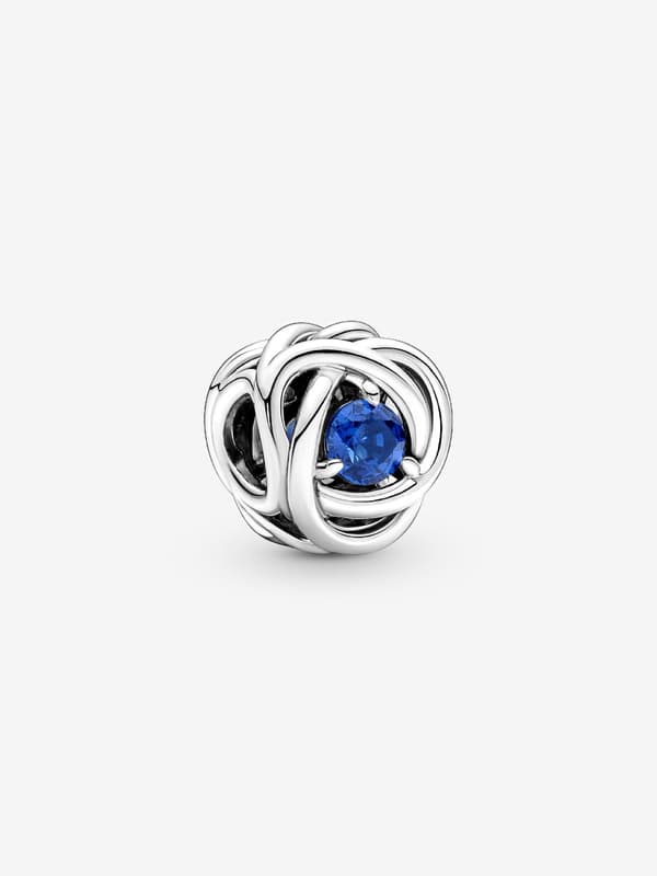 - September Blue Eternity Circle Charm - Sterling silver