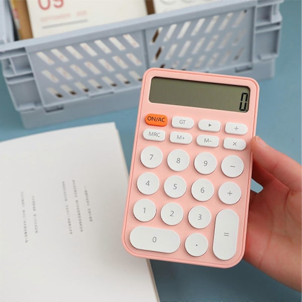12-siffrig Räknare Lärande Räknare Stor LCD för Hemmakontor Studenter Pink