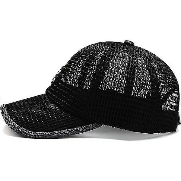 Unisex Åndbar Fuld Mesh Hat, Hurtigtørrende Løbehat, Sommer Mesh Baseball Cap Justerbar Kølende Vandsportshat Black