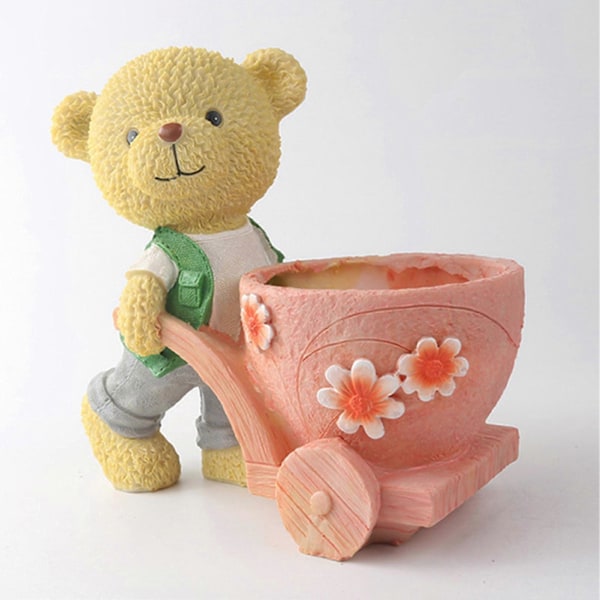 Plantepotte Ornament Tegneserie Dyr Sukkulent Blomsterpotte med Drænhul Resin Fade-resistent Stueplante Potte til Kaktus Bonsai Jikaix C