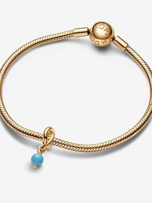 - Turkisblå Evighedscirkel Dingle Charm - 14k guldbelægning