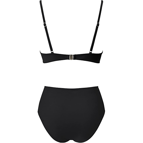 Högmidjad Bikini Set Push Up Bikini Överdel med Tummy Control Bikini Halterneck Bygel Vadderad Bikini 2 Delar