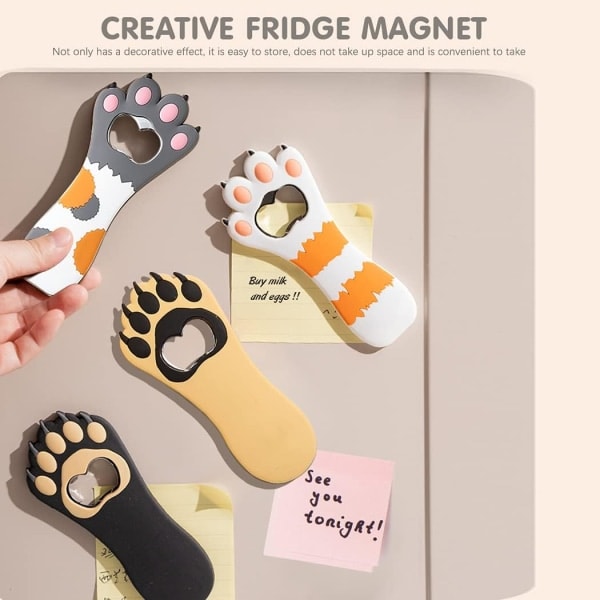 Flasköppnare, 2-pack magnetiska ölflasköppnare, söt tecknad katt tass design ölflasköppnare för hem kök bar (katt tass)