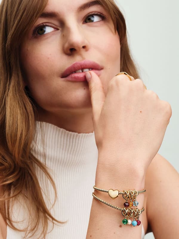 - Facetteret Rød Eternity Circle Dangle Charm - 14k guldbelægning