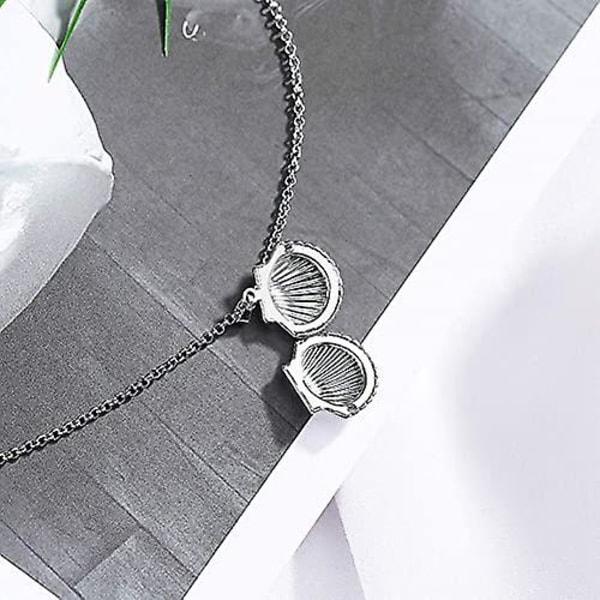 Seashell Locket Charm Halsband för Kvinnor Flickor Nautiska Strand Seashell Stil Justerbar Lång Kedja Choker Hänge Halsband Smycken