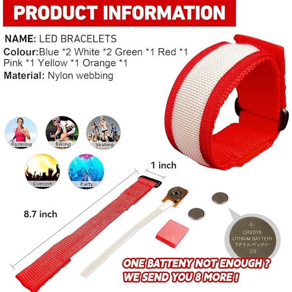 10 styk LED armbånd