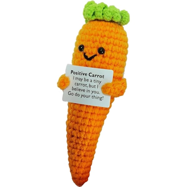 Stor Positiv Gulrot, Påskegaver til Voksne og Barn, Påskeeggkurv Fyll, Inspirerende Lykkeønsker Morsom Strikket Ull Dukke Gave carrot