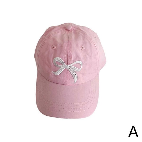Ålder 2-8 Broderad Rosett Baseballkeps Hög Hästsvans Barn Solskärm Hatt Sommar pink