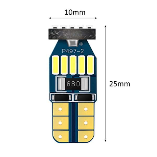 10 kpl T10 W5W LED-polttimoita Canbus Virheetön SMD 4014 Auton LED-lamput 194 168 2825 Valkoinen 6000K, Pysäköintivalot DC 12V