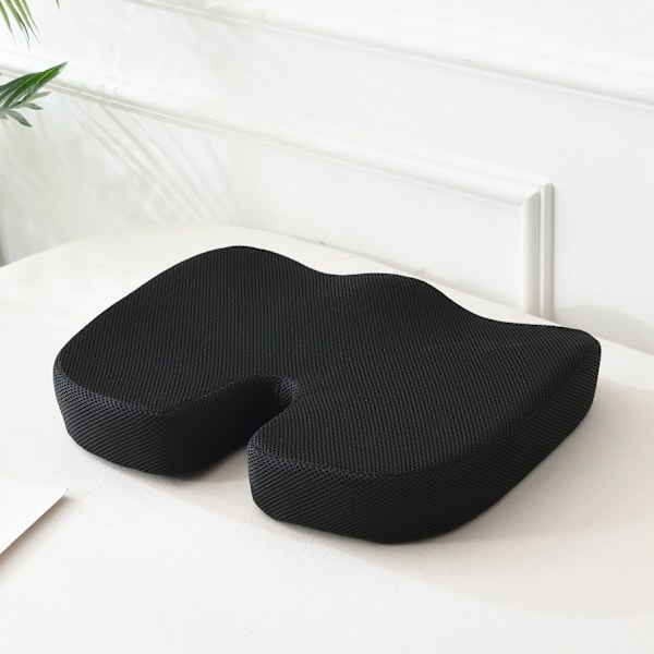 Setepute for kontorstol, memory foam, pute for lindring av halebeinsmerter, ryggstøtte, sklisikker sittepute for kontorpult, gamingstol Black 40*40cm