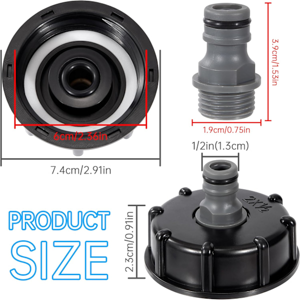 Vandtank vandtank adapter til tilslutning af haveslanger indløbsdiameter 60 mm 2 stk