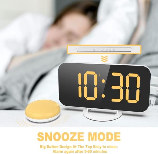Extra Hög Vibrerande Väckarklocka, Digital Väckarklocka med Sängvibrator, Stor Display, USB-laddare, Digital Hög Elektronisk Klocka Vit White