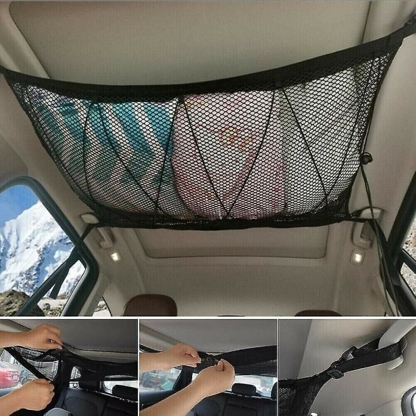 Biltak Nät Tak Lastnät Förvaringspåse Fickor För Suv Van Camper 90x60cm