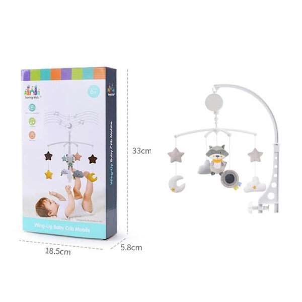Musikkmobil for babyseng, 360° roterende lekeholder for babyseng, nyfødt senge-rangle (Ugle)