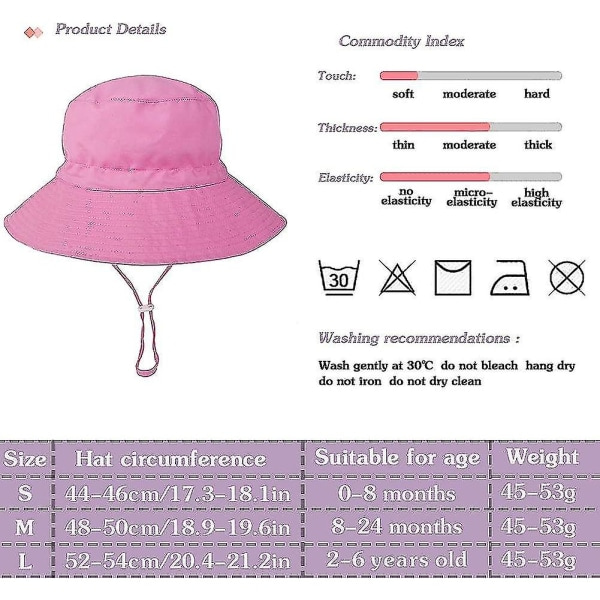 Lasten lierihattu, säädettävä aurinkohattu, hengittävä rantahattu pojille ja tytöille_ll 1-2 vuotta Pink