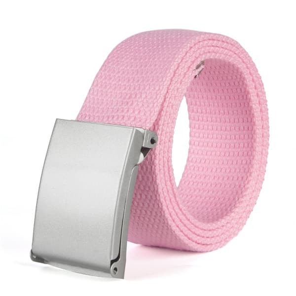 Bälte canvas tyg 44 bälte män/kvinnor/barn svart / - rosa silverspänne pink silver spänne