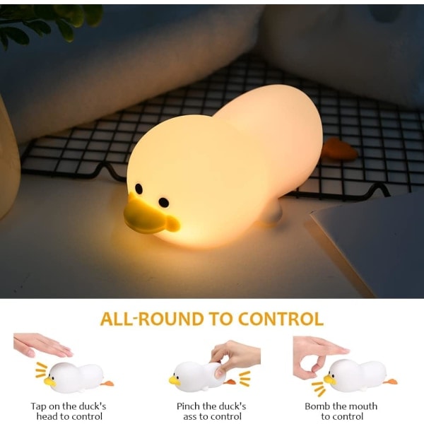LED natlampe, and natlampe børnelampe, smart sengelampe med berøringssensor silikonelampe genopladelig natlampe USB genopladelig