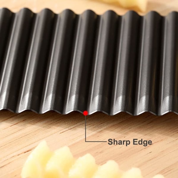 Crinkle Cutter Grøntsag Rustfrit Stål Dybere Crinkle Skærer Skarp Klinge, Bølgeformet Fransk Fries Hakker til Kartoffel, Gulerod