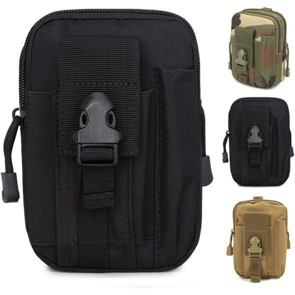 Kompakti vyölaukku, Military Army EDC -vyötärölaukku, urheiluun, patikointiin ja retkeilyyn black