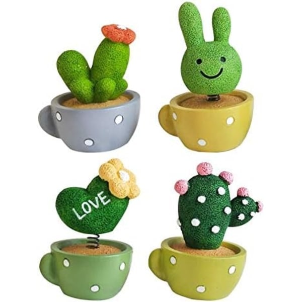 Bil Dashbord Ornament Søte Grønne Planter Kaktus Liten Potteplante Vår Kontor C